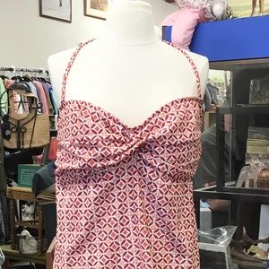 Women’s EUC Burgundy and orange plus long halter-top bathing suit by STYLUS/ XXL